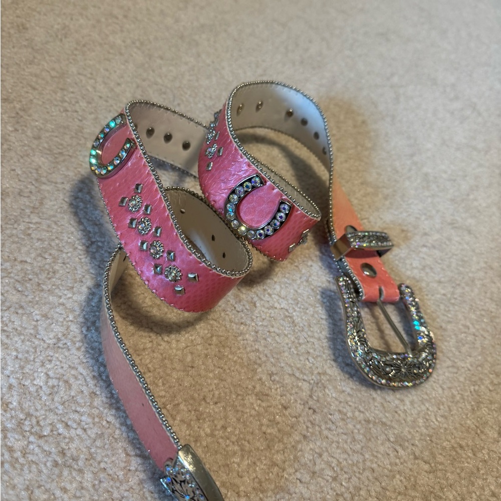 Pink Rhinestone Embellished Belt